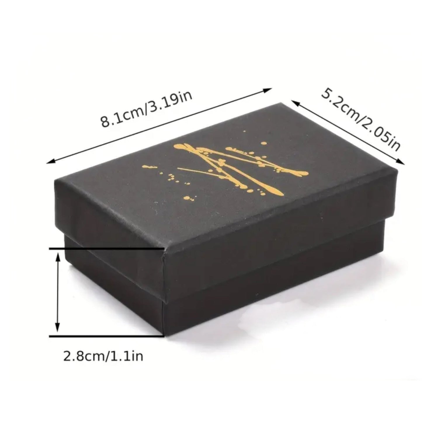 Elegante Zwarte Sieradendoos met Gouden Spat - 9,2 x 7 x 2,7 cm