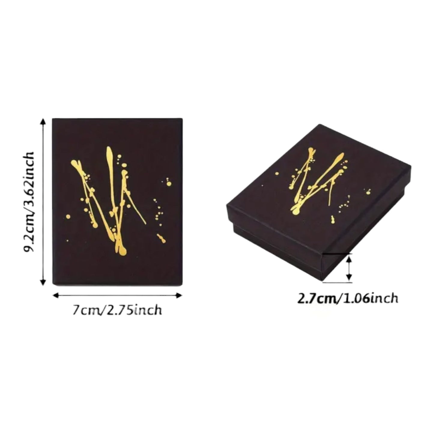 Elegante Zwarte Sieradendoos met Gouden Spat - 9,2 x 7 x 2,7 cm