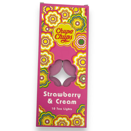 Geurkaarsen Strawberry & Cream – 10 Chupa Chups Theelichtjes