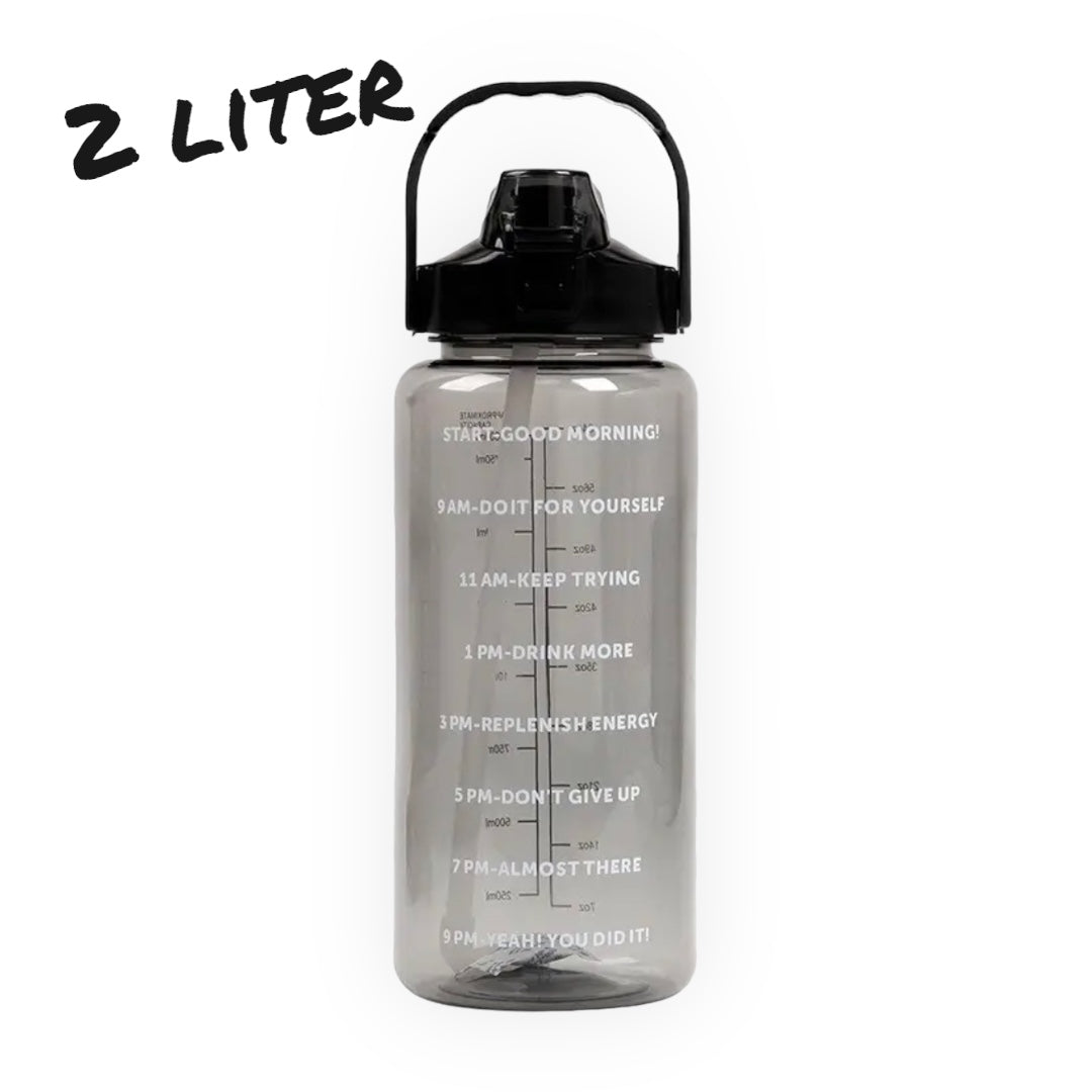 Waterfles 2 Liter met Tijdmarkering – BPA-vrij, 6 Kleuren