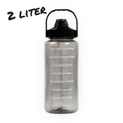 Waterfles 2 Liter met Tijdmarkering – BPA-vrij, 6 Kleuren