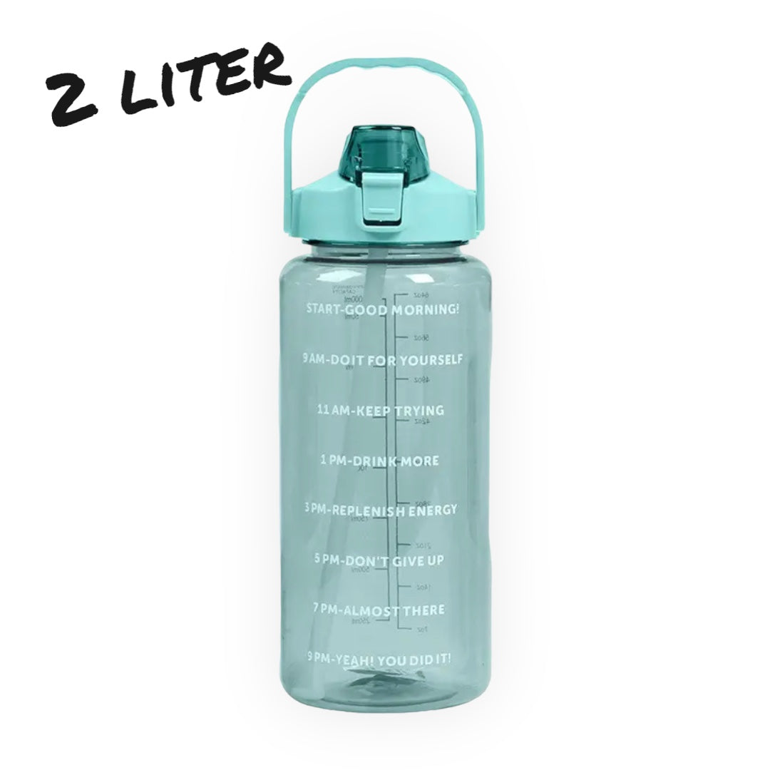 Waterfles 2 Liter met Time Marker - Hydrateer Efficiënt