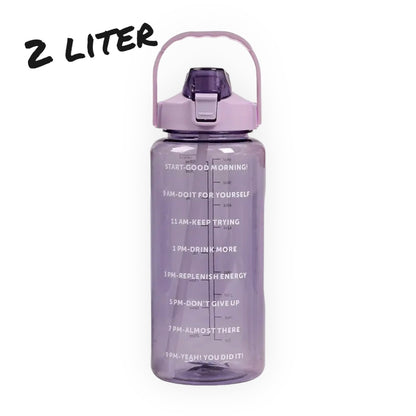 Waterfles 2 Liter met Time Marker - Hydrateer Efficiënt