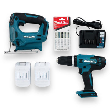 Makita Kombiset Akku-Bohrschlaghammer HP488DZ + Stichsäge JV183D