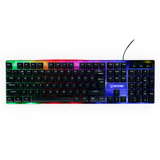 BattleTron Gaming Toetsenbord QWERTY 1.5m Usb Kabel, LED Backlight 3 Kleuren in te stellen