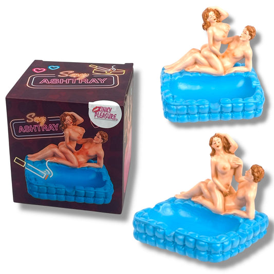 Erotische Asbak Cowgirl – Blauw – Met Sekspoppetjes