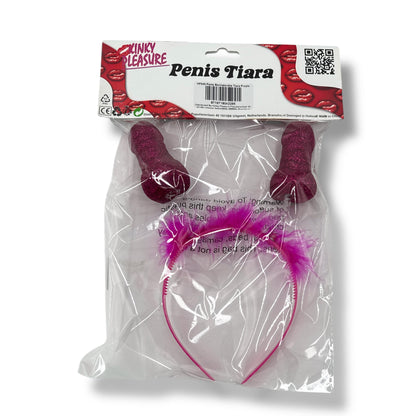 Penis Diadeem – Paars Glitter met Springveren
