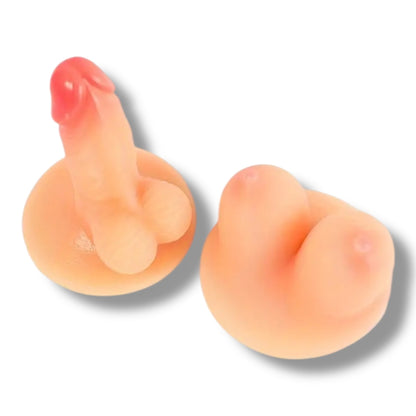 Mini Penis & Borsten Telefoonhouders – Kinky Pleasure – Zuignap Stand – 2 Stuks