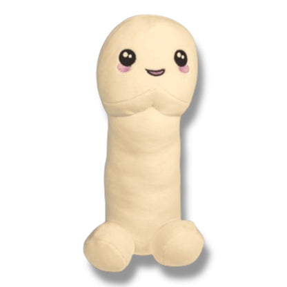 Witte Pluche Piemelknuffel – Lieve Knuffelpiemel met Glimlach