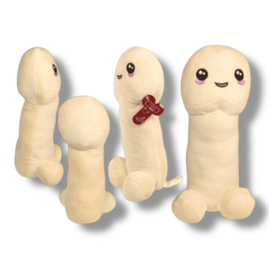 Witte Pluche Piemelknuffel – Lieve Knuffelpiemel met Glimlach