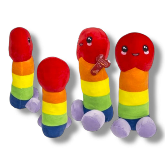 Regenboog Penis Knuffel – Grote Pluche Piemel – Pride Cadeau