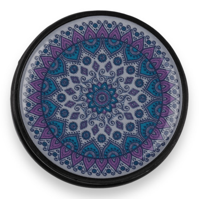 Telefoonhouder & standaard met mandala patroon – rond design paars/blauw
