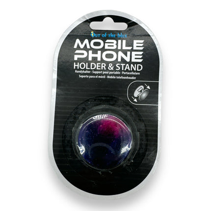 Universele telefoonhouder & grip met galaxy print – verstelbare smartphone standaard paars/blauw