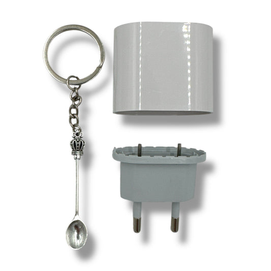 Gadget Set – Oplader Look met Lepel Sleutelhanger – Grappig Cadeau