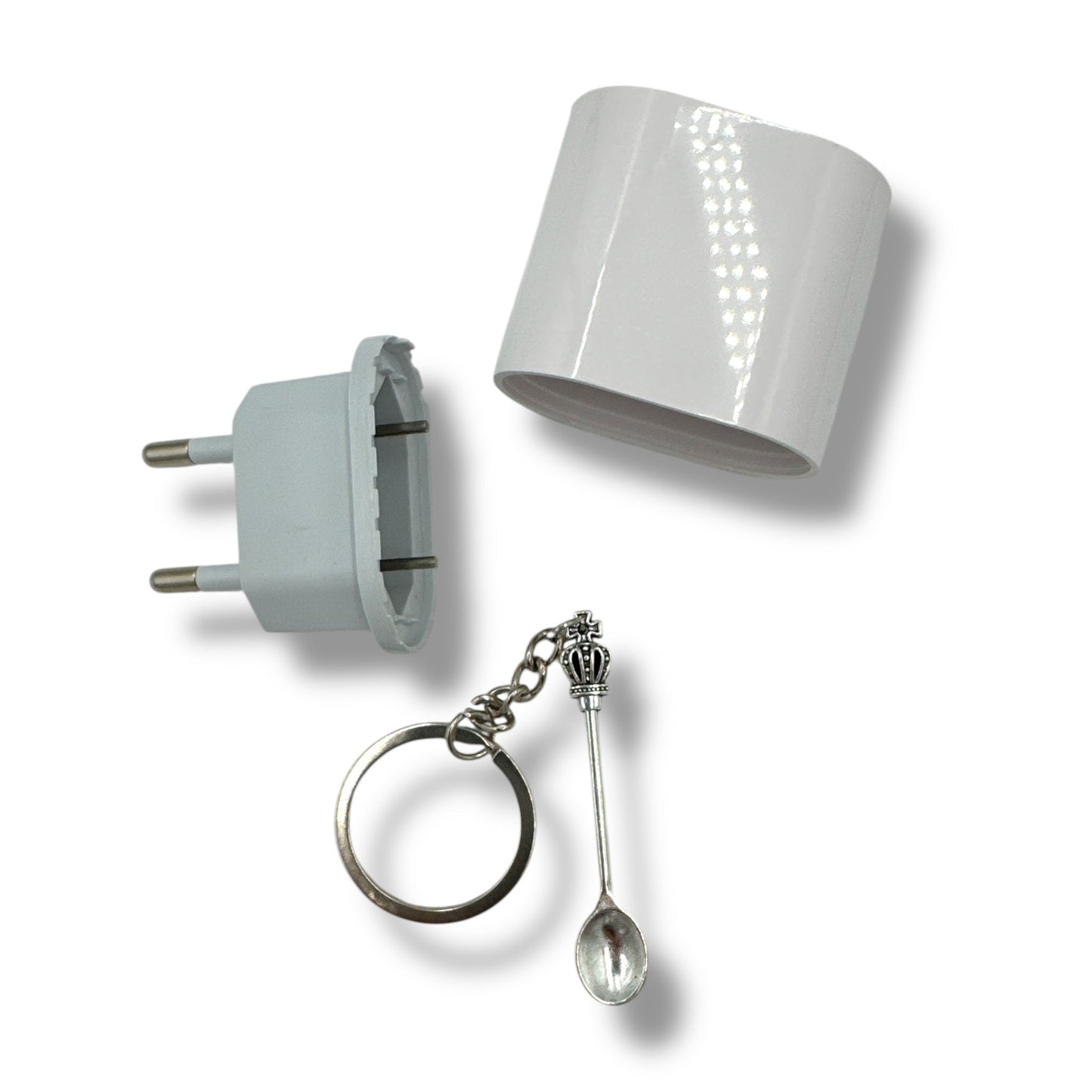 Gadget Set – Oplader Look met Lepel Sleutelhanger – Grappig Cadeau