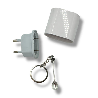 Gadget Set – Oplader Look met Lepel Sleutelhanger – Grappig Cadeau