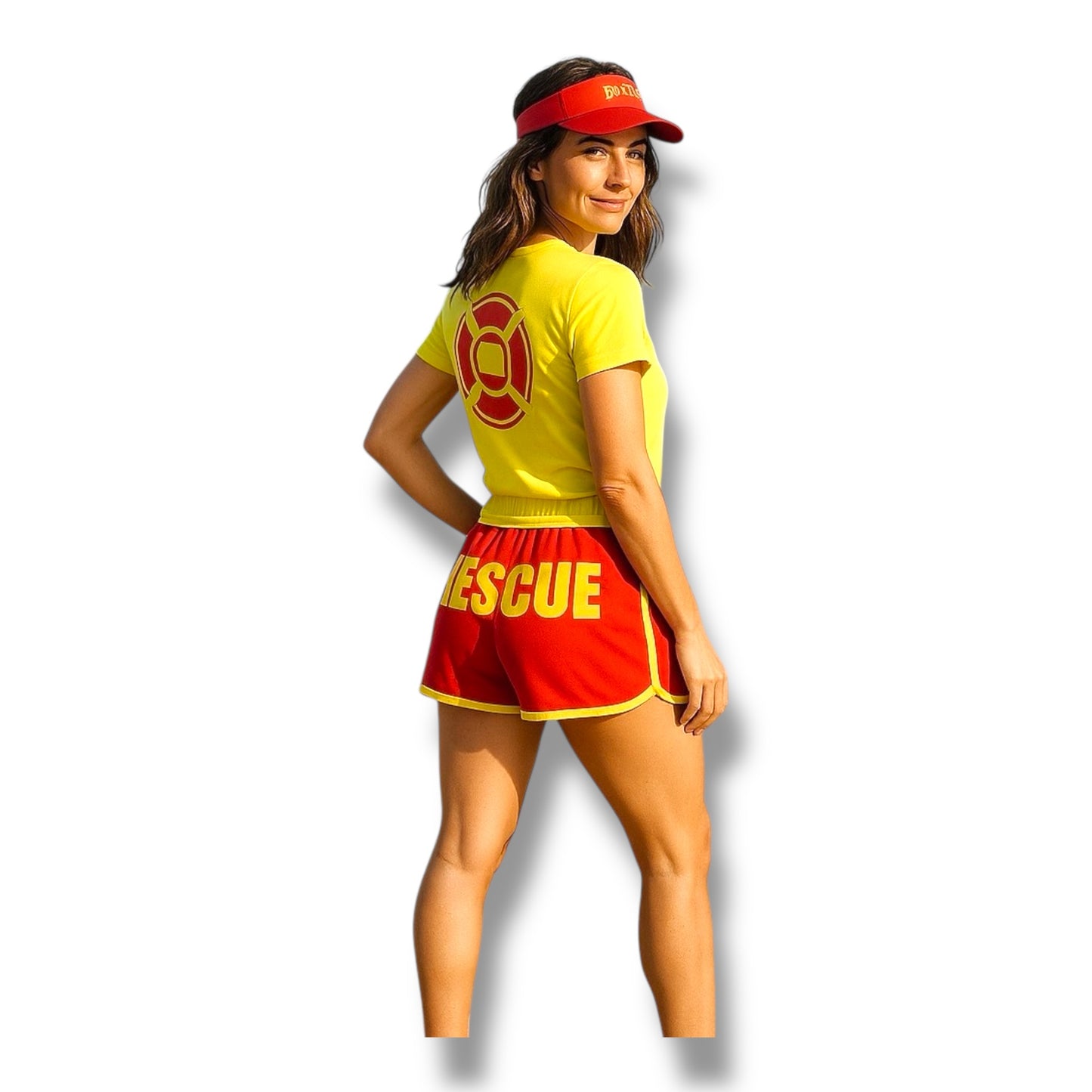 Rescue Lifeguard Verkleedkostuum Dames – Inclusief Shirt, Shorts & Vizier – Maat S M L