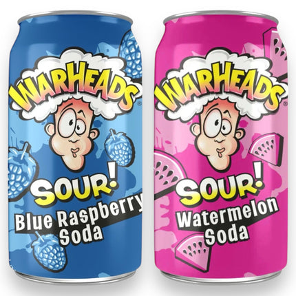 Warheads Sour Blue Raspberry Soda - 355ml