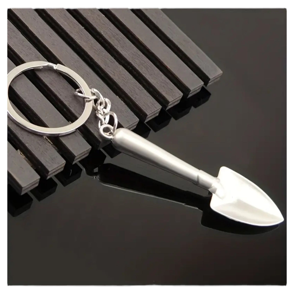 Sleutelhanger Mini Schep Metaal - 8,5 cm Zilver