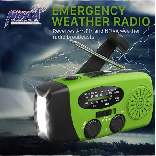 Multifunctionele Noodradio met Solar, USB & Hand Crank – Power altijd bij de hand!