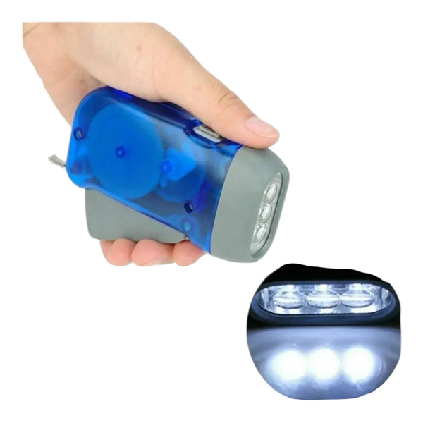 Mini LED Zaklamp met Handzwengel - blauw of geel