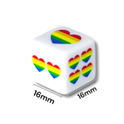 Pride Speeldobbelstenen – Set van 2 – Regenboog Hartjes – 6 Zijden