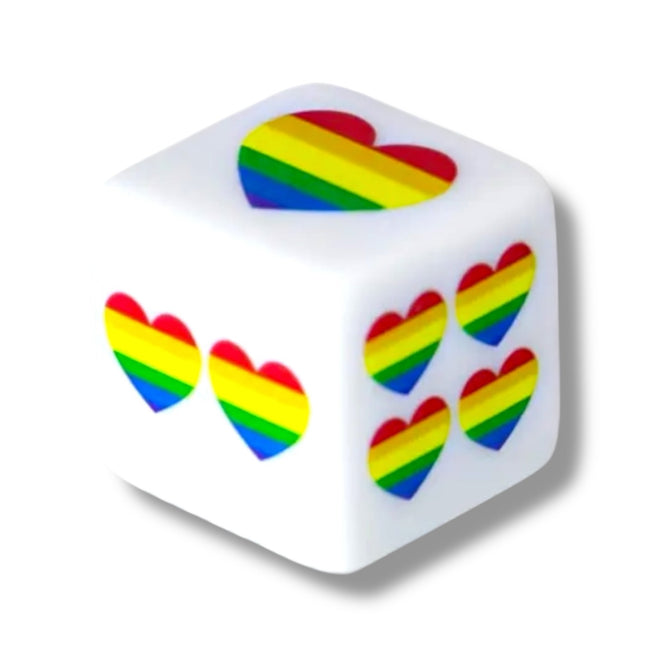 Pride Speeldobbelstenen – Set van 2 – Regenboog Hartjes – 6 Zijden
