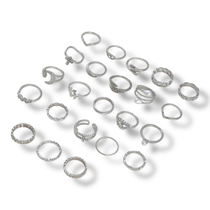 Set van 36 Moderne Fashion Ringen – Goud & Zilver | Boho, Maan & Oogdesigns