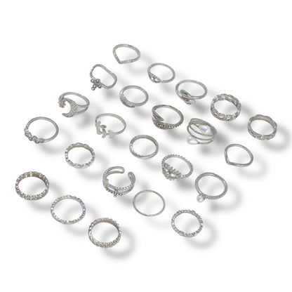 Set van 36 Moderne Fashion Ringen – Goud & Zilver | Boho, Maan & Oogdesigns