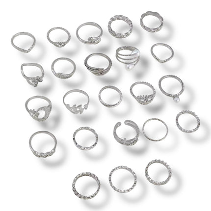 Set van 36 Moderne Fashion Ringen – Goud & Zilver | Boho, Maan & Oogdesigns