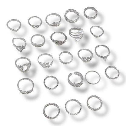 Set van 36 Moderne Fashion Ringen – Goud & Zilver | Boho, Maan & Oogdesigns