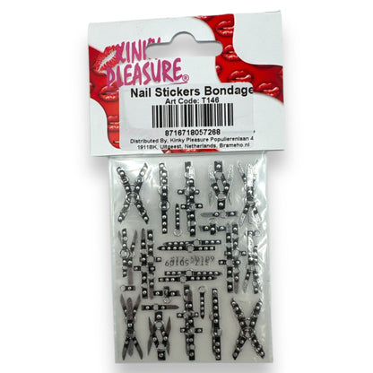 Nail Stickers Bondage – Zwarte Lederlook Bondage met Metaalaccenten