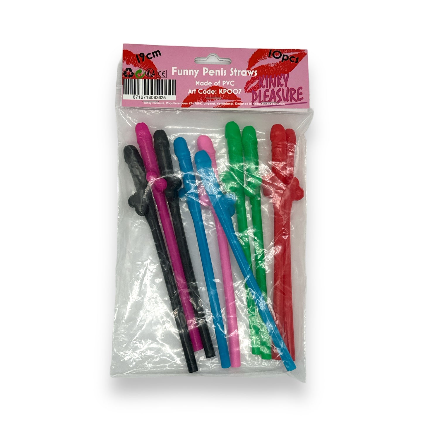 Penis Straws 10 pieces - 7 Colors
