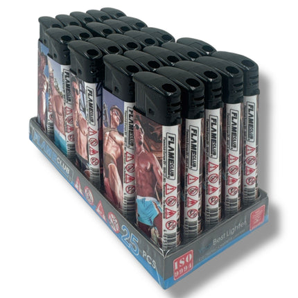 Aanstekers met gespierde mannen print – 25 stuks display