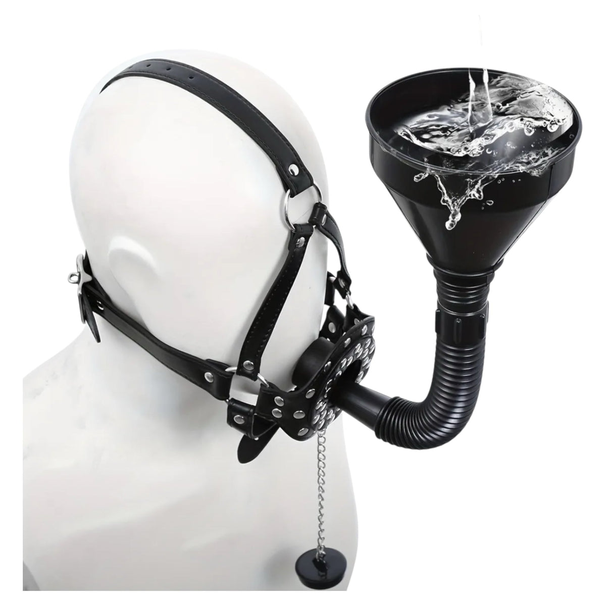 Extreme BDSM Masker met Trechter - Verstelbaar