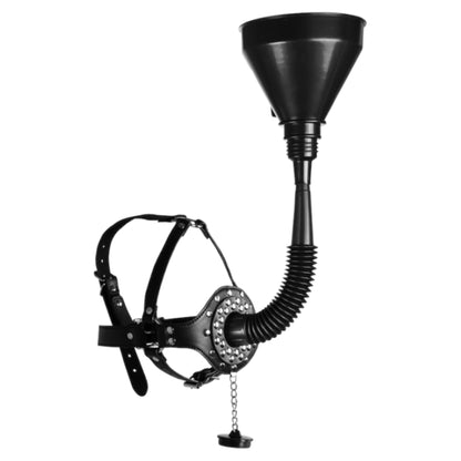 Extreme BDSM Masker met Trechter – Verstelbare Head Harness