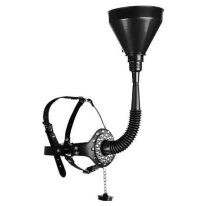 Extreme BDSM Masker met Trechter – Verstelbare Head Harness