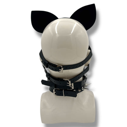 Roleplay Set Hondenmasker met Spikes – 3-Delige Bondage Pup Gear Set