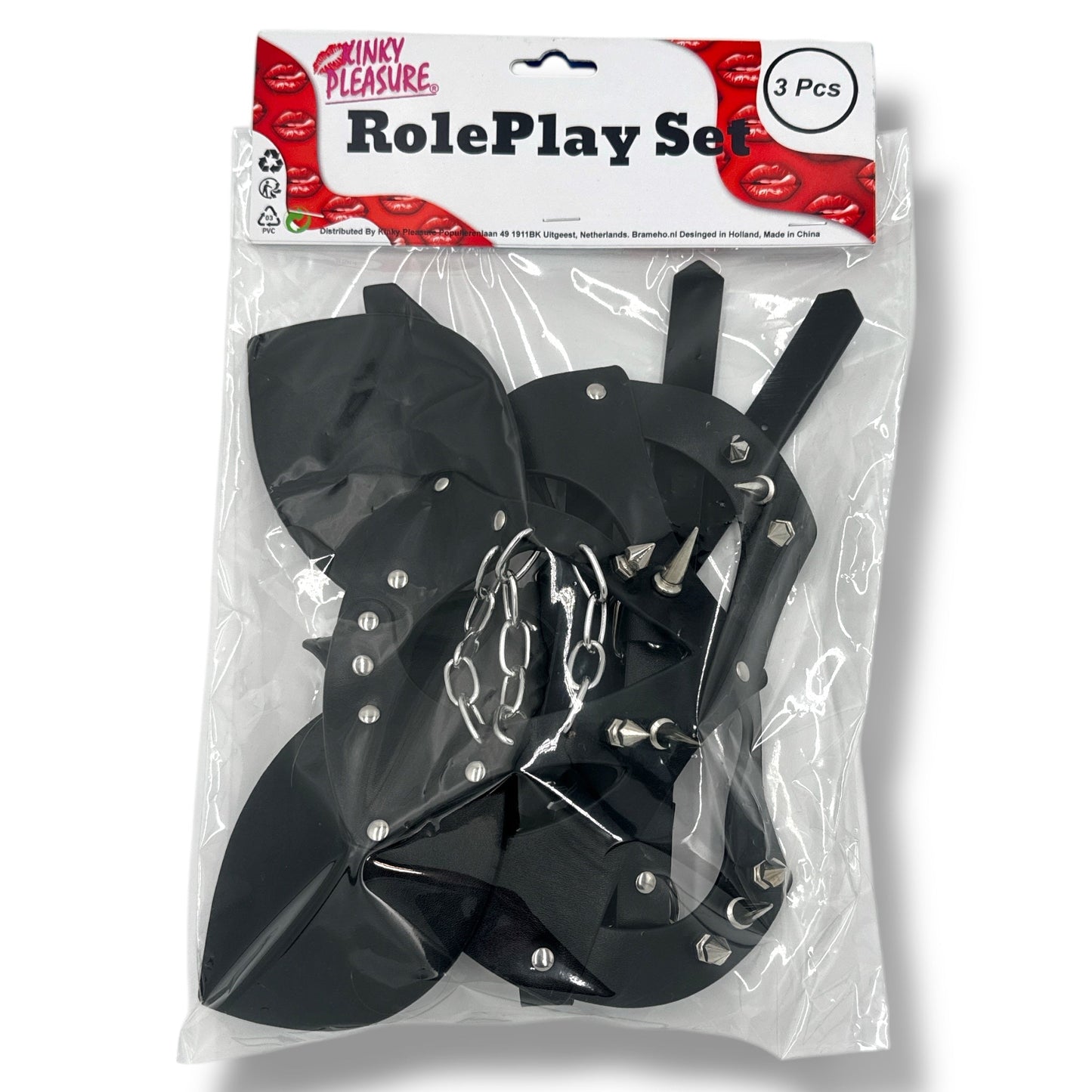 Roleplay Set Hondenmasker met Spikes – 3-Delige Bondage Pup Gear Set