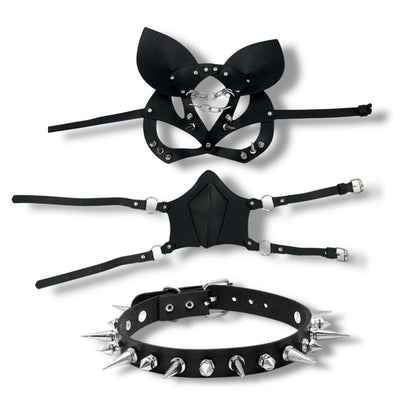 Rollenspel Hondenmasker met Spikes - 3-delig