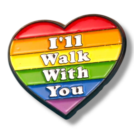 Regenboog Pin – I'll Walk With You (Hartvorm)