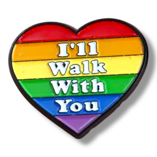 Regenboog Pin – I'll Walk With You (Hartvorm)