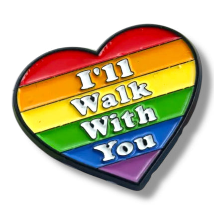 Regenboog Pin – I'll Walk With You (Hartvorm)