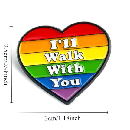 Regenboog Pin – I'll Walk With You (Hartvorm)