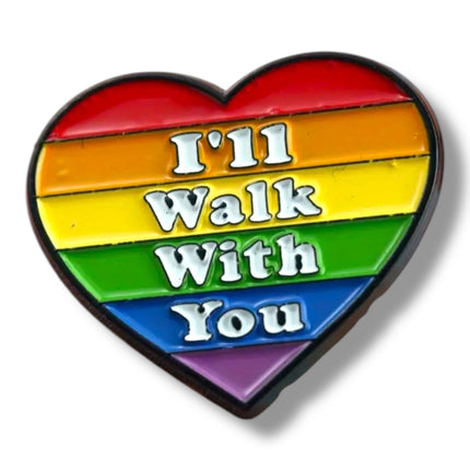 Regenboog Pin – I'll Walk With You (Hartvorm)