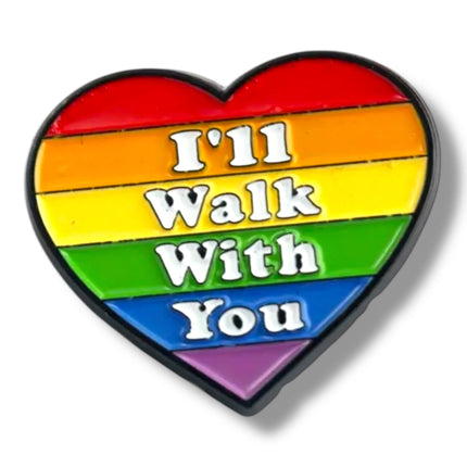 Regenboog Pin – I'll Walk With You (Hartvorm)