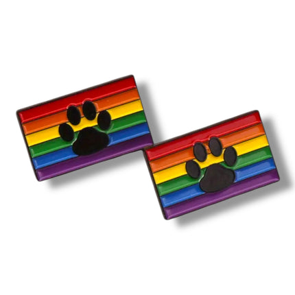 Regenboog Pin met Zwarte Pootafdruk – Pride & Dierenliefde