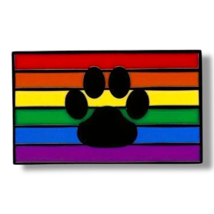 Regenboog Pin met Zwarte Pootafdruk – Pride & Dierenliefde