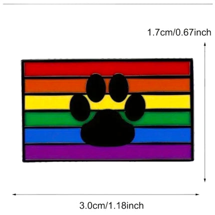 Regenboog Pin met Zwarte Pootafdruk – Pride & Dierenliefde