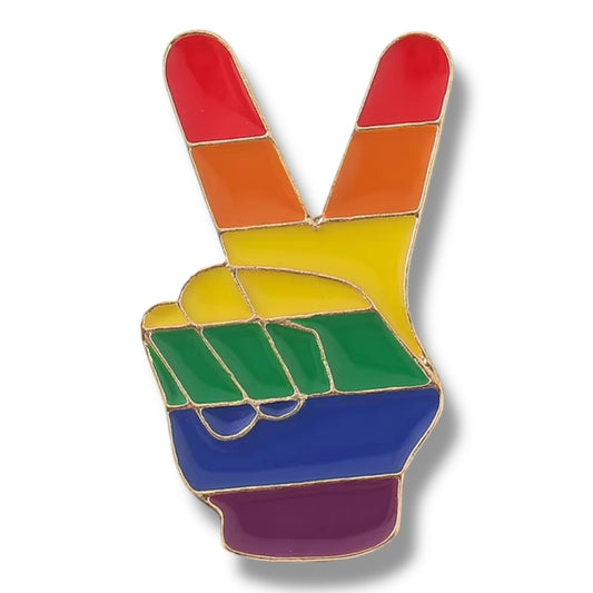 Regenboog V Peace Hand Pin – LGBTQ+ Pride Speldje